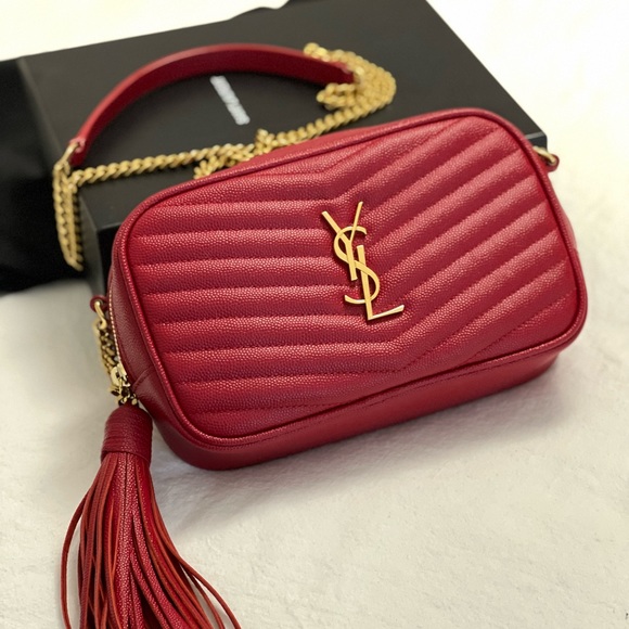 YSL LOU MINI BAG IN QUILTED GRAIN DE POUDRE EMBOSSED LEATHER; WORN ONCE - Picture 2 of 5